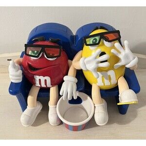 Classic M&M's Yellow Peanut and Red Plain Double Candy Dispenser Vintage